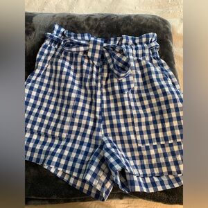 HYFVE Blue and White Gingham Tie-Waist Shorts